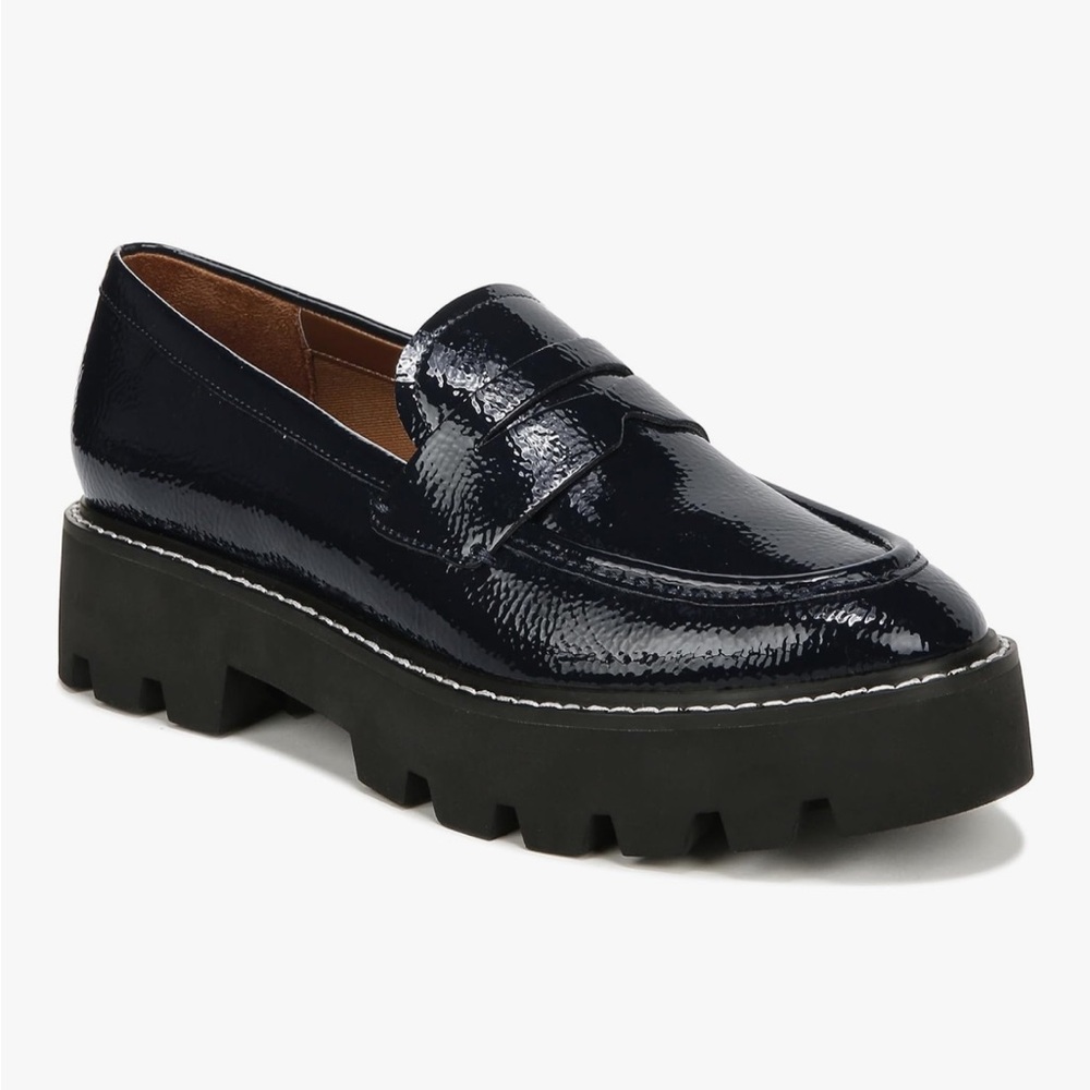 Franco Sarto balin lug sole Black Leather Loafers
